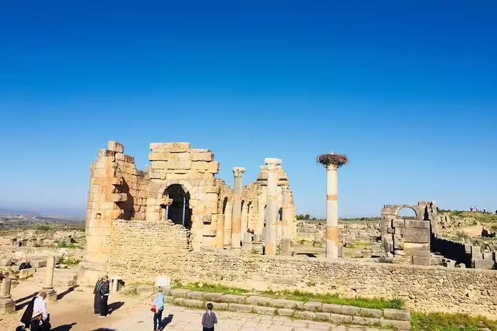 Volubilis Roman ruins near Meknes, a must-see stop on Morocco 9-day tour from Tangier to Marrakech