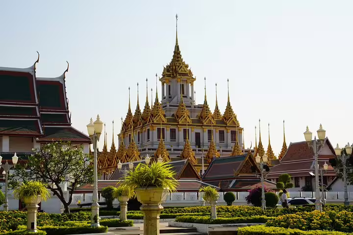 Wat Ratchanatdaram golden spires temple Bangkok Old Town historic district