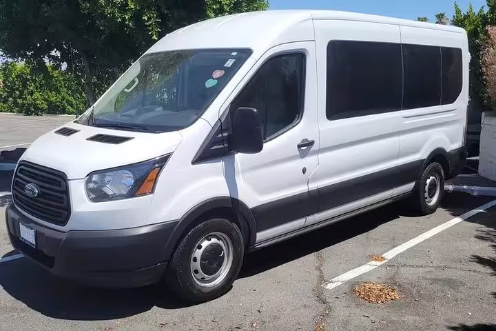 Ford Transit white van available for private transfer service from Nassau cruise port to Nassau hotels