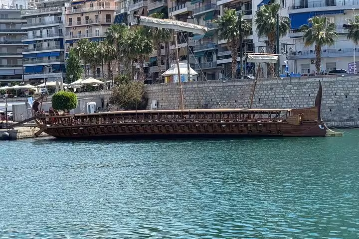 Traditional wooden boat at Piraeus harbor near Athens, scenic add-on for a 2-hour private express tour