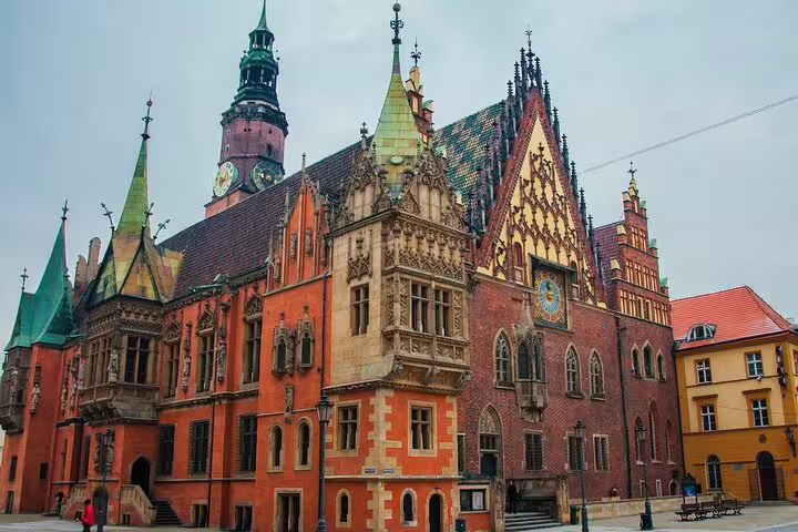 Wroclaw Old Town Hall in Market Square, landmark featured on the self-guided scavenger hunt walking tour