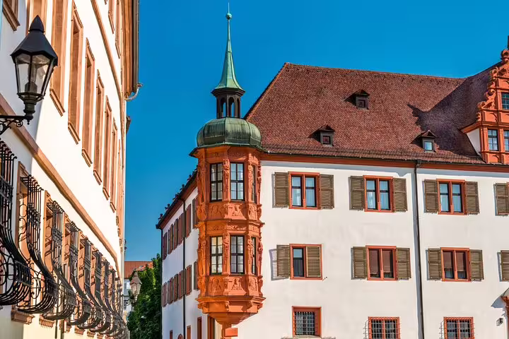 Historic Würzburg Old Town building facade on self-guided scavenger hunt tour, Germany city highlights