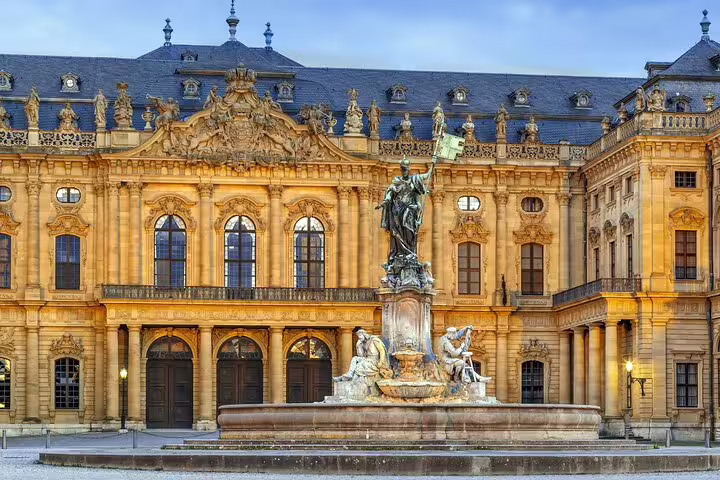 Würzburg Residence courtyard fountain, key stop on Würzburg scavenger hunt self-guided highlights tour