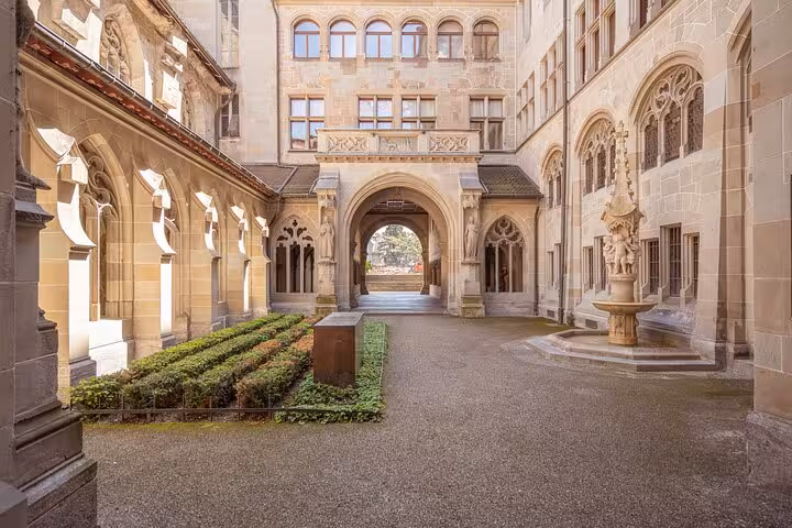 Historic cloister courtyard in Zurich Old Town, a hidden spot on the Zurich 360 city walk tour