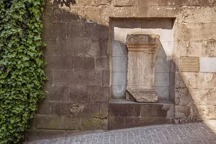 Ancient Roman inscription stone set in Zurich Old Town wall, hidden gem stop on the Zurich 360 city walk tour